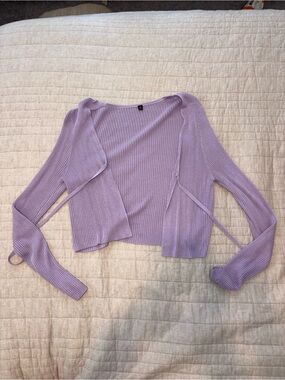 Amazon Lavender Ribbed Open-Front Women's Cardigan